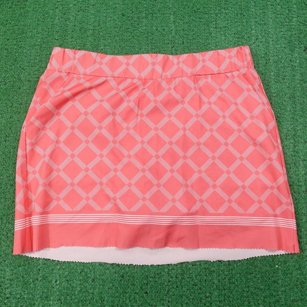 Kyodan Golf Skort Womens M Pink Argyle Short Lined Elastic Waist Pockets Stretch